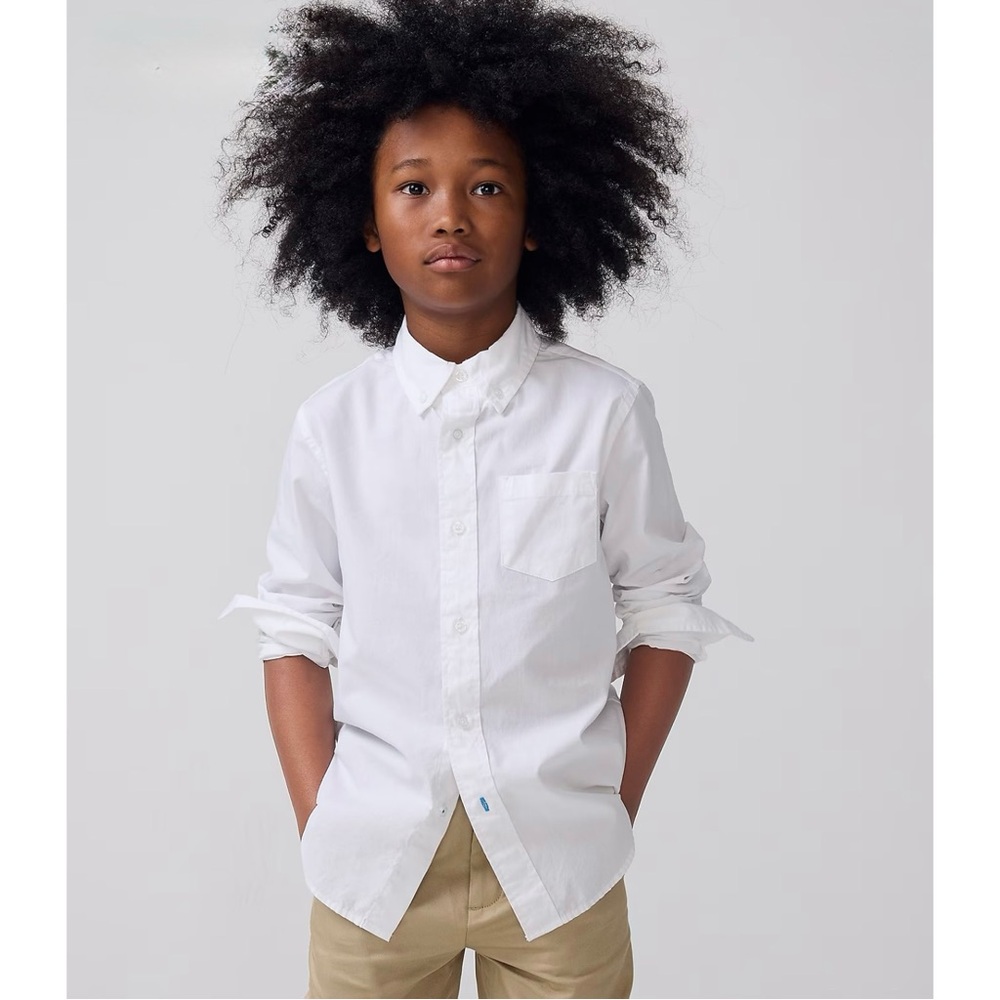 NWT J. Crew Crewcuts Kids' Secret Wash Shirt Poplin White